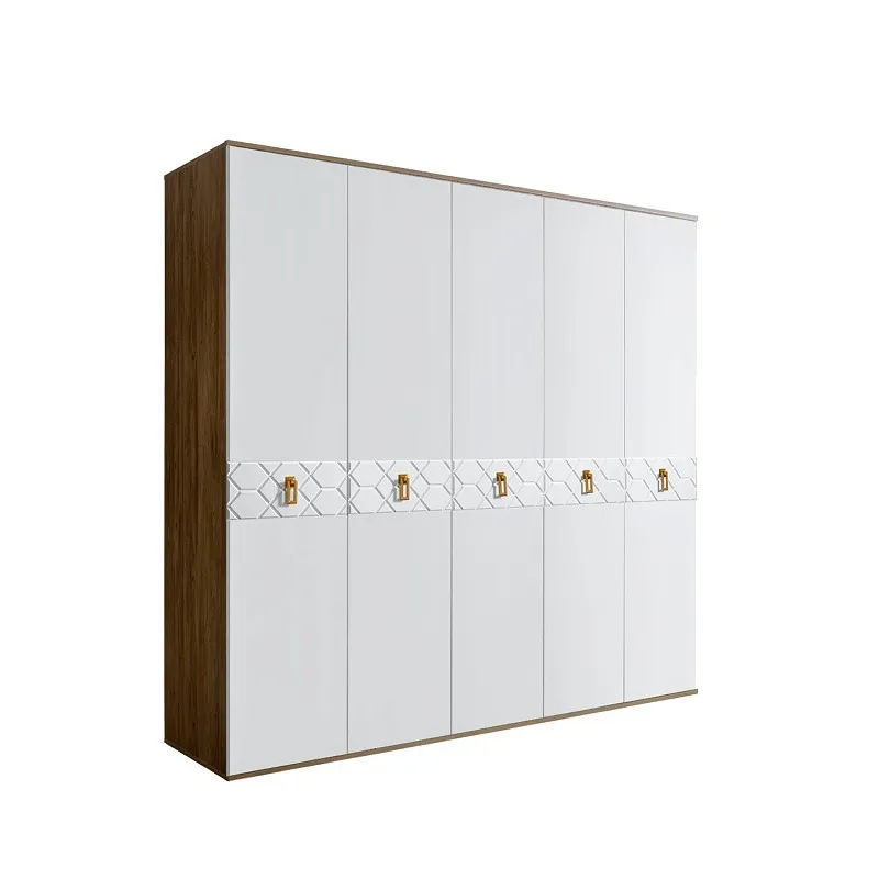 Шкаф 5-ти дв. Bogemia Woodline Fa (Белый/Золото) БМШ2/5(Fa)