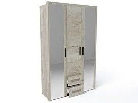 Шкаф 3-х дверный с декоративным обкладом, Мале (1442*544*2316) Дуб галифакс белый