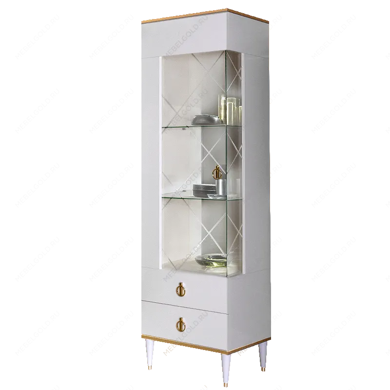 Витрина 1-ств. Римини (Белый/Золото) (Левая) РМВ1-1С