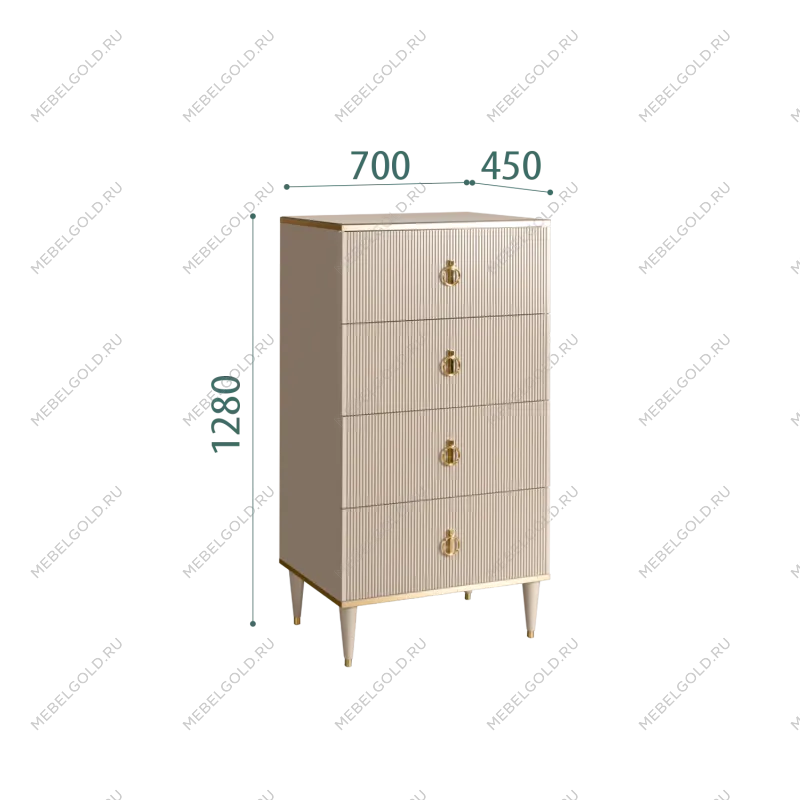 Комод 4 ящика Римини СОЛО (Ваниль/Золото) РМКМ-6(s)