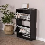 Обувница Сириус с 2 откидными ящиками, 60 х 25 х 89 см, черно-коричневая, ЛДСП, дуб венге | изображение 1