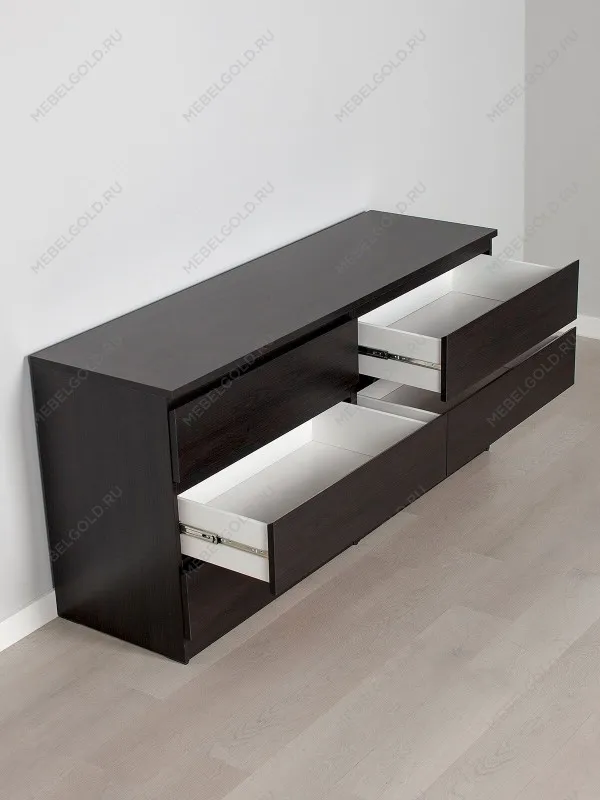 Комод Мальта, 6 ящиков, горизонтальный, с доводчиками, 160х48х76 см, черно-коричневый, дуб венге | изображение 3