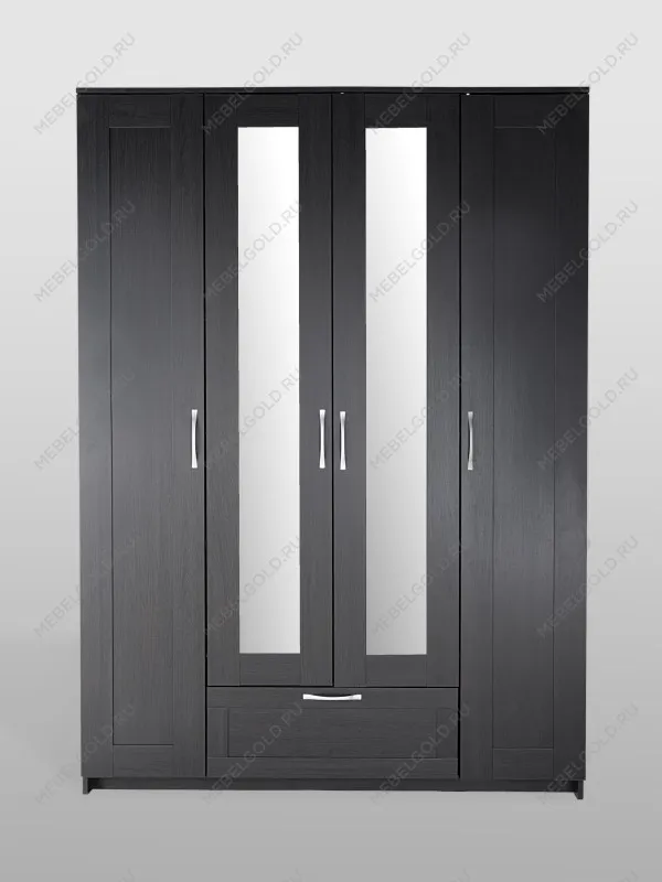 Шкаф Сириус, 4 двери и 1 ящик с зеркалом, 156х59х220 см, черно-коричневый, дуб венге | изображение 9