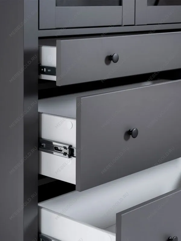 Лобня - Шкаф с витриной Сага, 90х41х215 см, серый | изображение 7