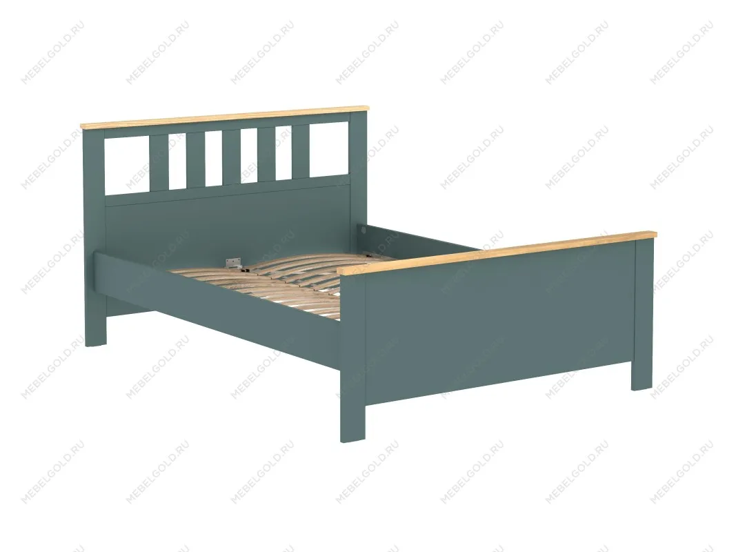 Кровать двуспальная Сага, 140х200 см, темно-бирюзовая/ясень | изображение 14