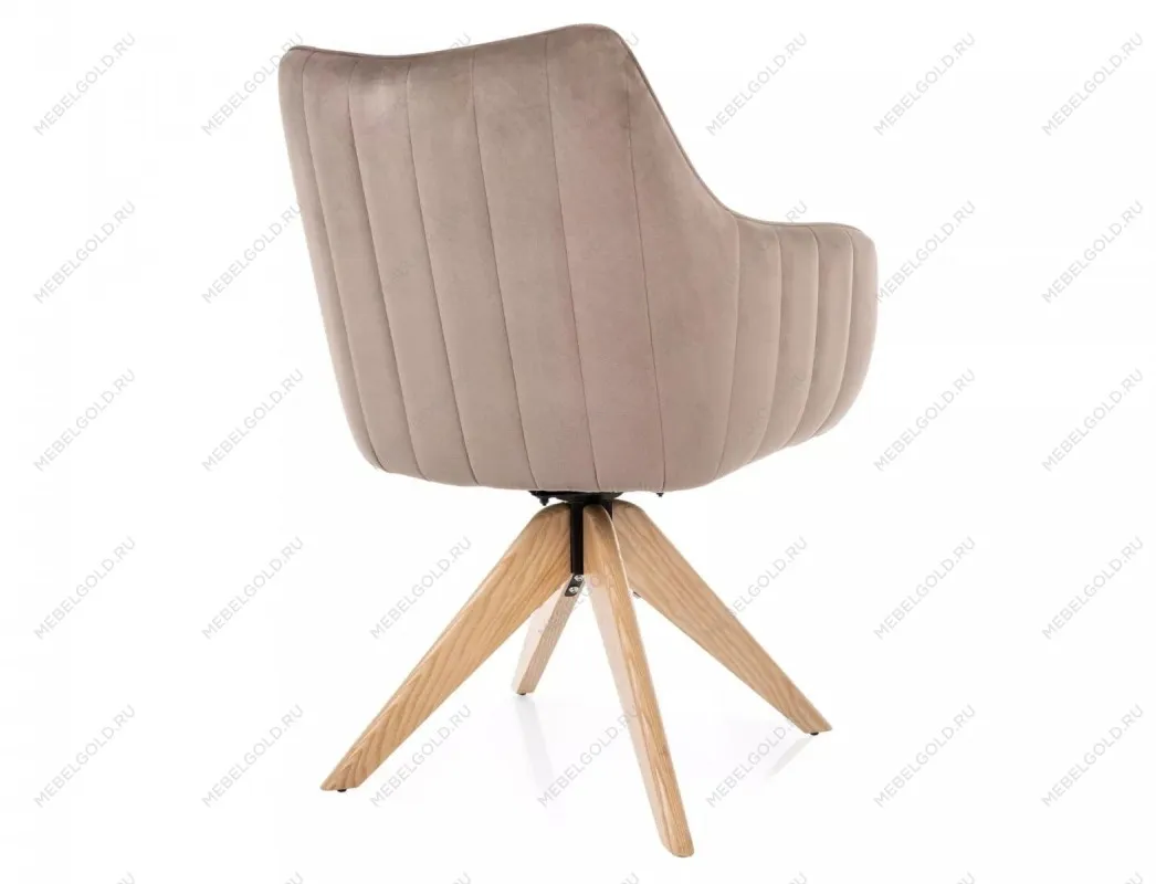 Стул кухонный Signal AZALIA D Velvet Bluvel 40 поворотный (темно-бежевый/дуб) | изображение 3