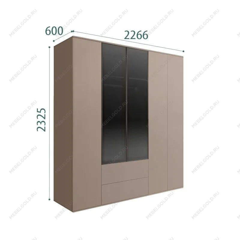 Шкаф 5-ти дв. с ящиками Bogemia Air (Мокка/Черный) БМШ2/52(2)