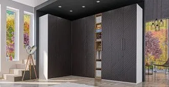 Гардероб угловой Отис П5 с фасадом МДФ (графит)