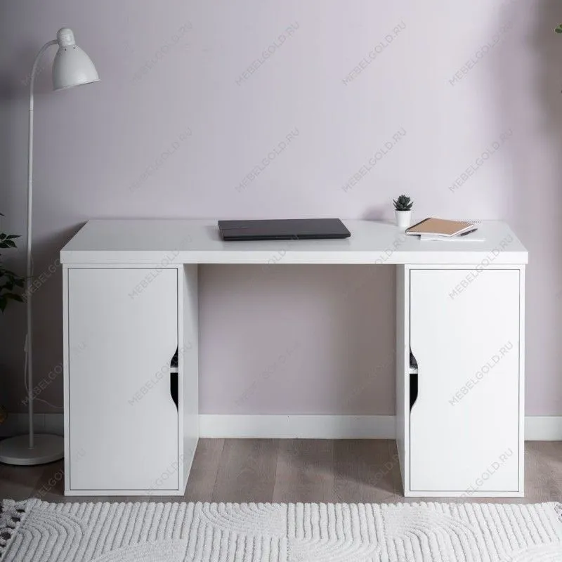 ИНГАР 2/ДВ/ДВ стол письменный 140x75x55, белый | изображение 3