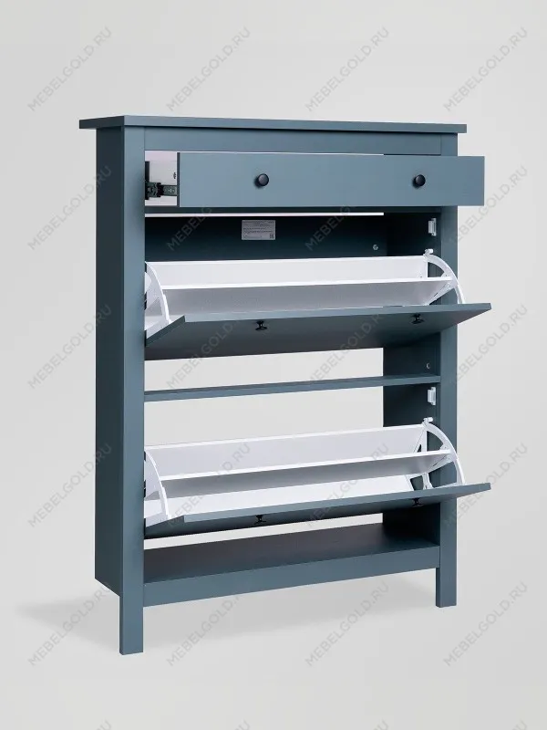 Обувница Сага с 2 откидными ящиками 92х122 темно-бирюзовая | изображение 8