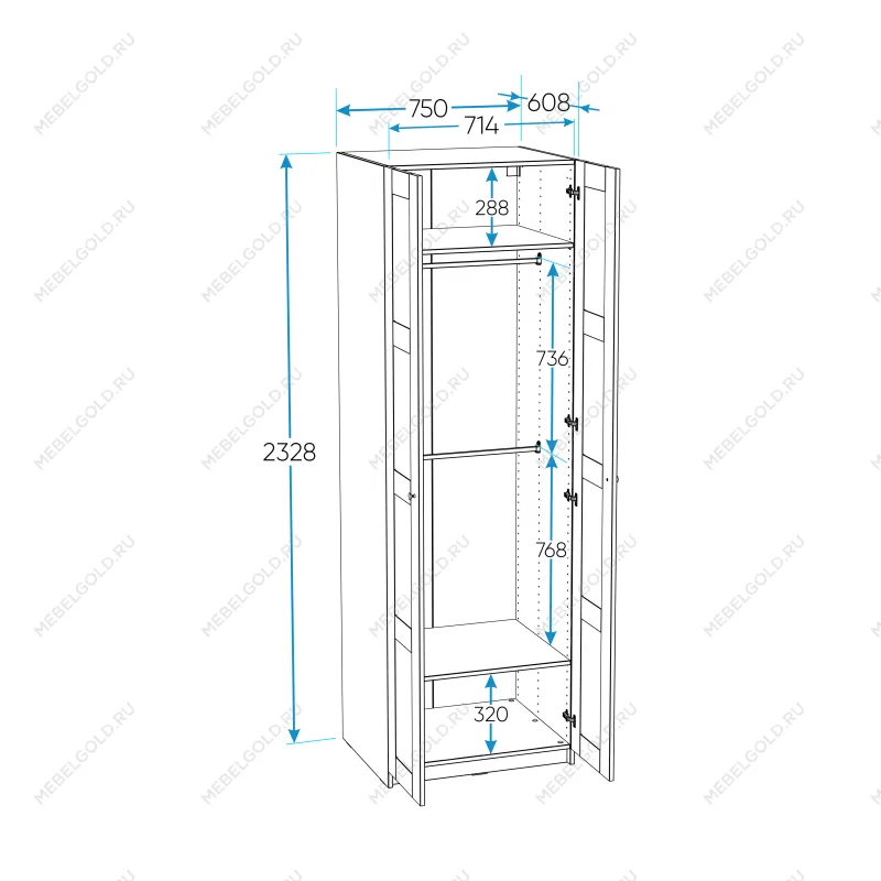 МАКС шкаф 2 двери 75х61х233 серый | изображение 2
