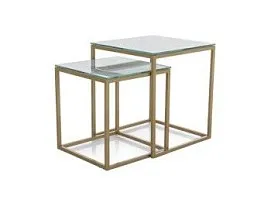 Комплект Signal GLORIA II, 2 стола журнальных (белый мрамор/золотой)