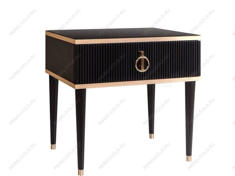 Тумба прикроватная Римини СОЛО (Черный/Золото) РМТП-1(s)