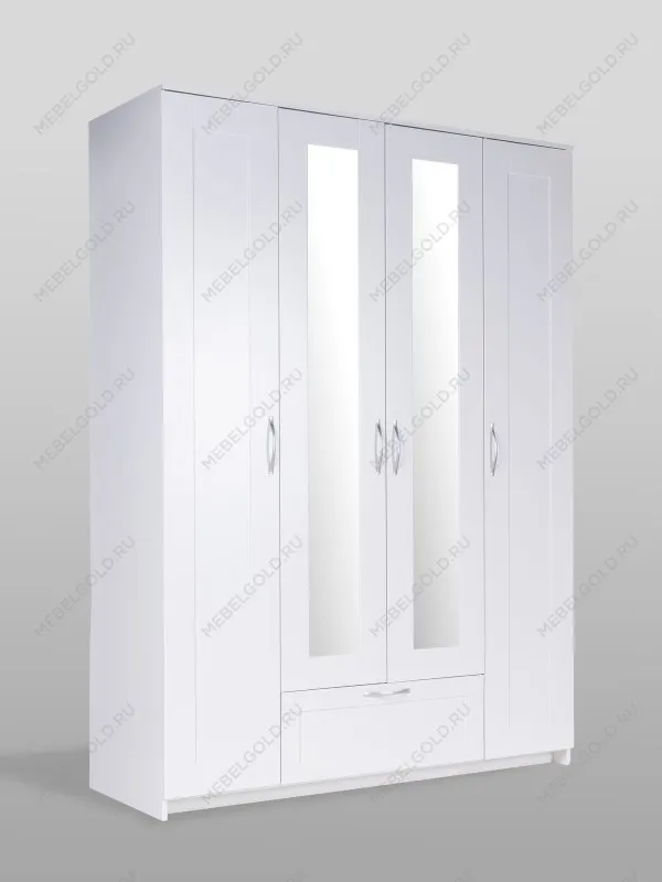 Шкаф Сириус, 4 двери и 1 ящик с зеркалом, 156х59х220 см, белый | изображение 10