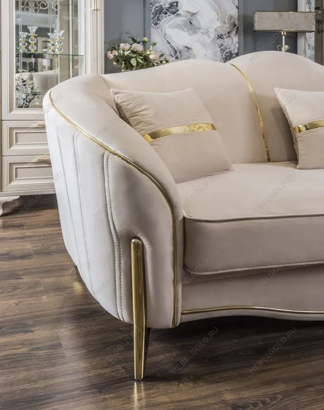 Диван Лара 2х местный бежевый золото | изображение 4