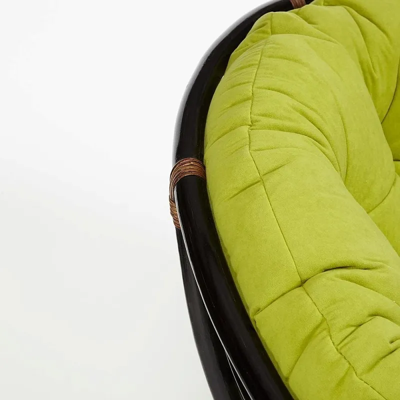 Кресло-качалка Papasan с подушкой Античный коричневый/флок Олива | изображение 3