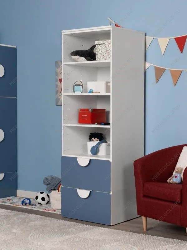 Стеллаж Пикси, с двумя выдвижными ящиками 60x57x180, озорной василек | изображение 1