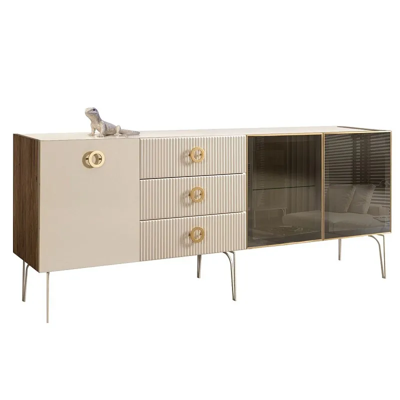 Комод 2.1м Bogemia Woodline Fi (Слоновая кость) (Lakobel/Золото) БМКМ-5[5][10]