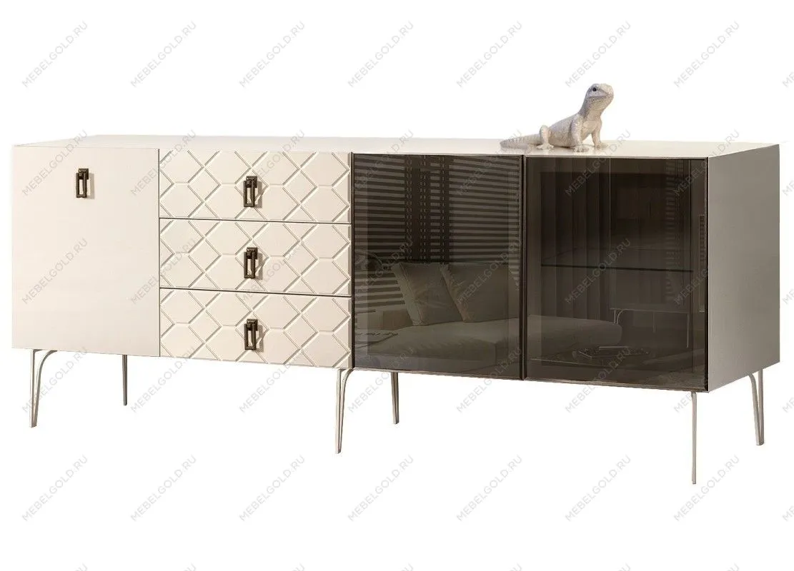 Комод 2.1м Bogemia Farfalle (Слоновая кость) (Lakobel/Черный) БМКМ-5(Fa)[5][10]