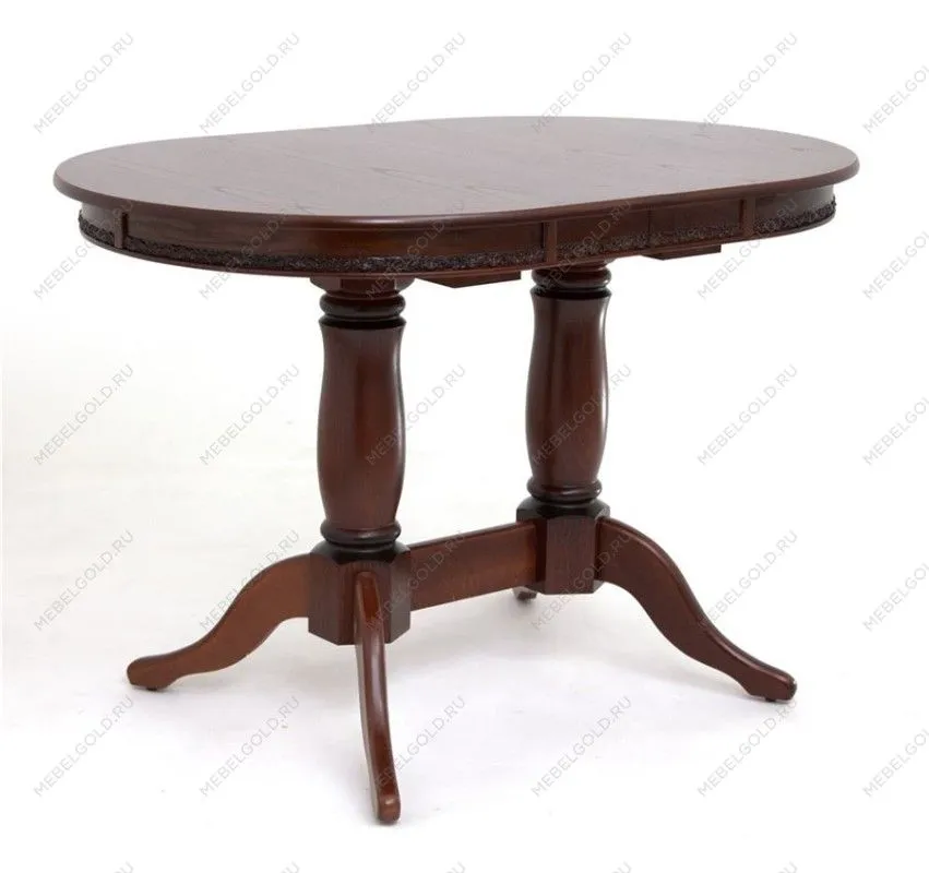 Стол Овал Милорд (80х120х160) Темный орех + патина черная.