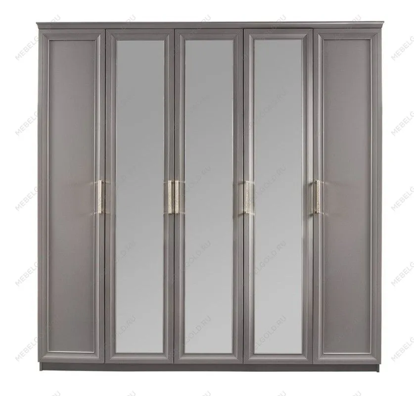 Шкаф Мокко 5-дверный с зеркалом серый | изображение 1
