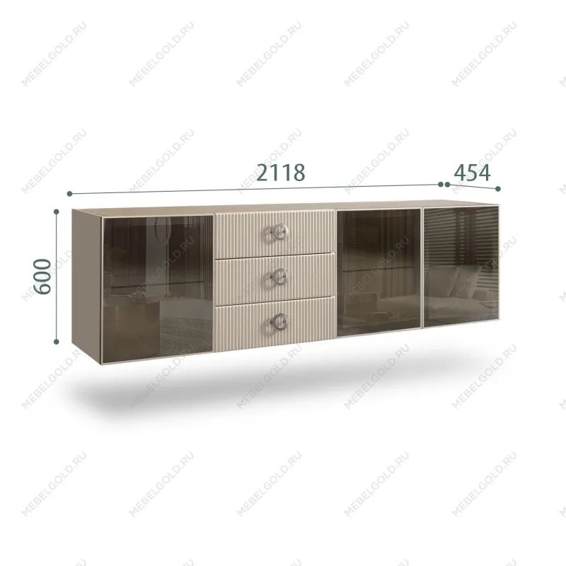 Комод 2.1м Bogemia Fly Fi (Ваниль) (Novabuk/Хром) БМКМ-5[5]