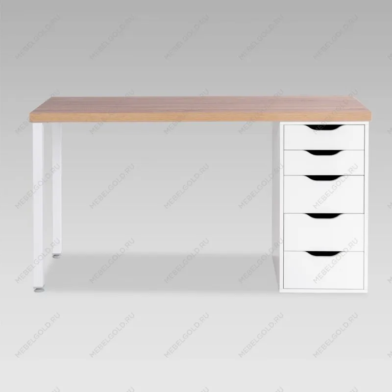 ИНГАР стол письменный ИКЕА / IKEA 2/5Т 140x75x55, дуб беленый/белый | изображение 2