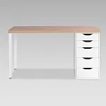 ИНГАР стол письменный ИКЕА / IKEA 2/5Т 140x75x55, дуб беленый/белый | изображение 2