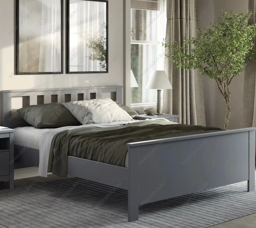 САГА кровать двойная 140х200 серая | изображение 5