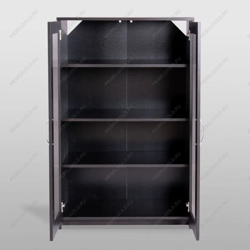 Тумба Сириус, 2 двери со стеклом, 78х41х124 см, дуб венге, черно-коричневая | изображение 7