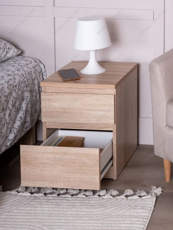 Тумба прикроватная КАСТОР, 2 ящика, 40х37х49 см, дуб сонома | изображение 3