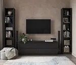 Стеллаж Варма, 6 полок, 38х198х28 см, шпон ясень, черный | изображение 4