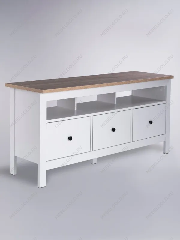 Тумба ТВ Сага, 3 ящика, 131х42х63 см, белая/ясень | изображение 8