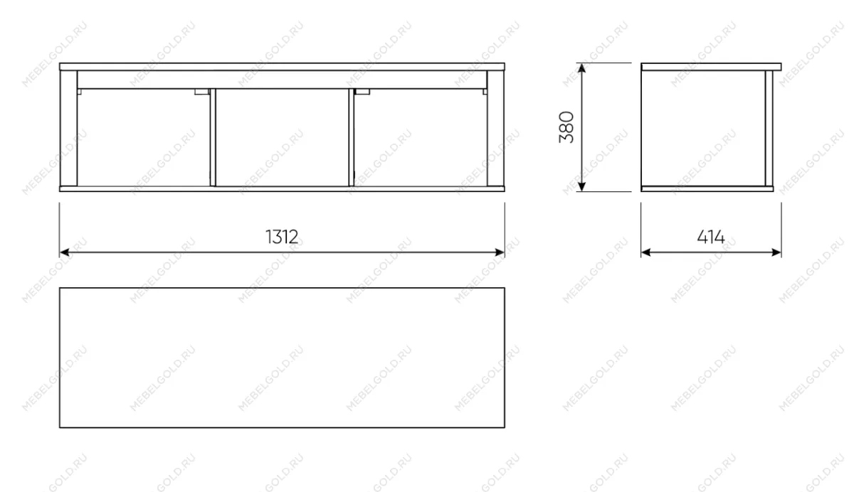 САГА полка навесная 3 секции серая | изображение 1