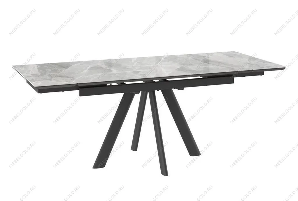 Стол с керамическим покрытием Джейтон-140 (91stone grey gloss st cer/черный) 140(30+30)х85 | изображение 1