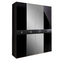 Шкаф 4-х дверный с зеркалом Римини СОЛО (Черный/Серебро) РМШ1/4(s)
