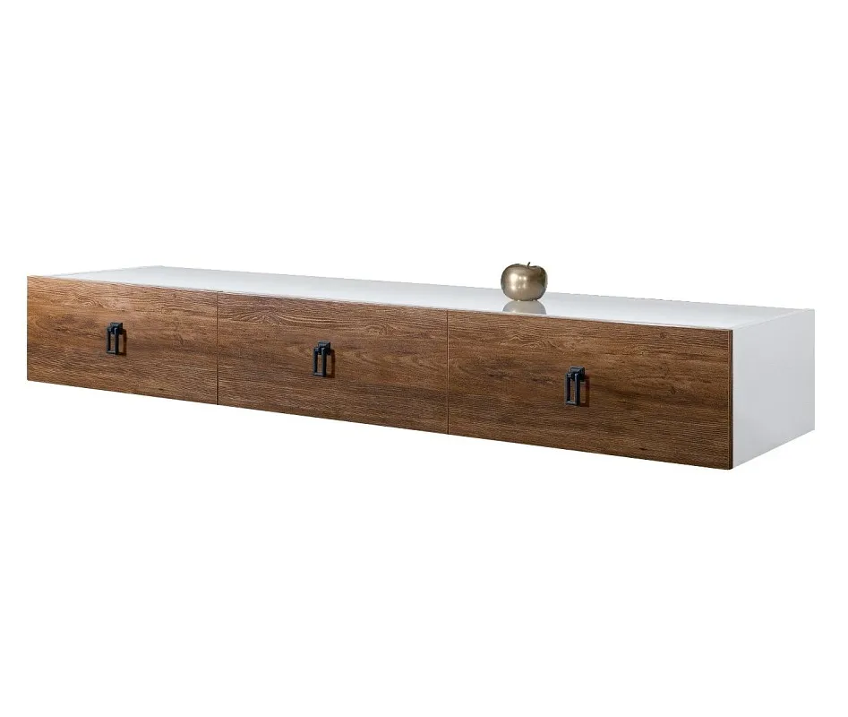 Тумба телевизионная 2.1м Bogemia Fly Wood Fa (Белый) (Lakobel/Черный) БМТ-2