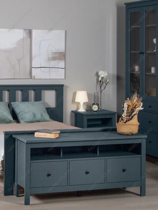 Тумба ТВ Сага, 3 ящика, 131х42х63 см, темно-бирюзовая | изображение 2