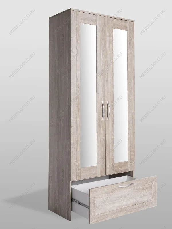 Шкаф Сириус, 2 двери и 1 ящик с зеркалом, 78х59х220 см, дуб сонома | изображение 12