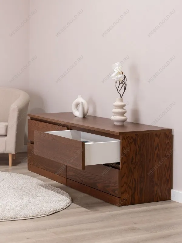 Комод Варма Прайм, 4 ящика, горизонтальный, 160х54х48 см, шпон натурального дерева, ясень коричневый | изображение 6