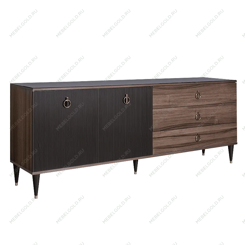 Комод для гостиной 2.1м Римини СОЛО (Орех империя/Золото) РМКМ-5(s)