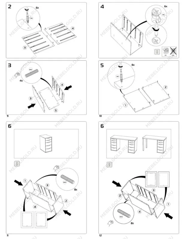 Стол письменный Ингар, 10 ящиков, 140х75х55 см, белый, столешница дуб беленый | изображение 14