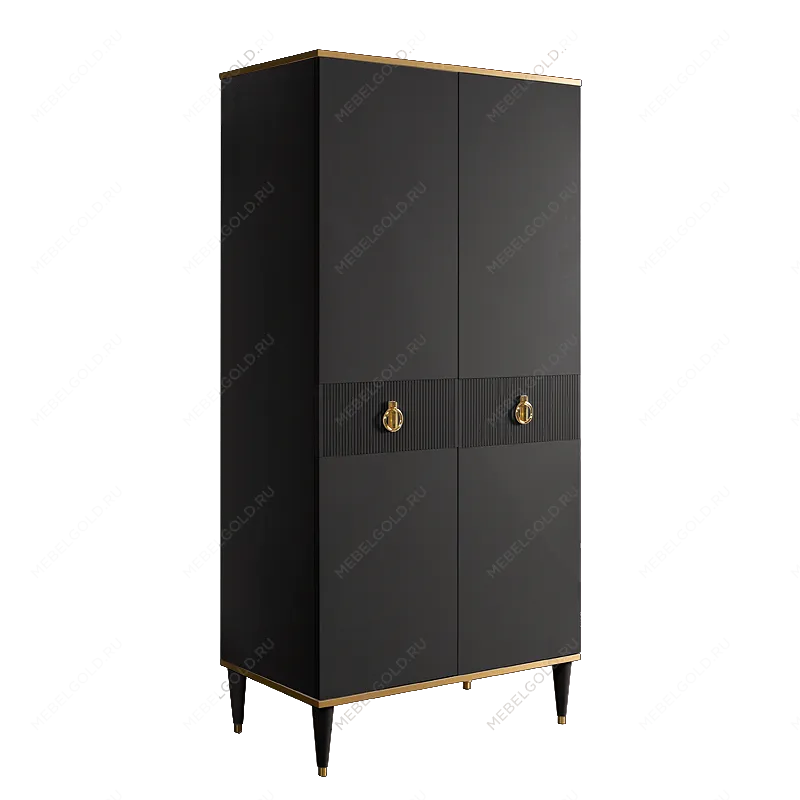 Шкаф-пенал Римини СОЛО (Черный/Золото) РМП-2(s)