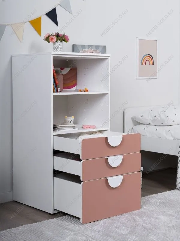 Стеллаж Пикси, с тремя выдвижными ящиками 60x57x120, мечтательный пион | изображение 2