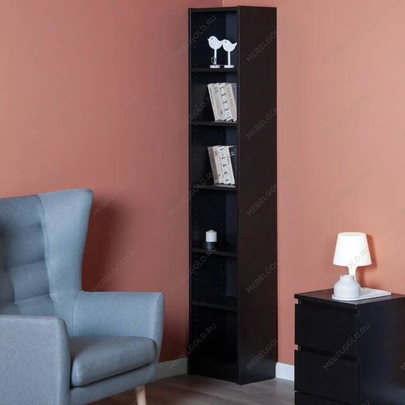 МАЛЬМ / VARMA Стеллаж ИКЕА / IKEA 40, 40x200x28, шпон, черный | изображение 4