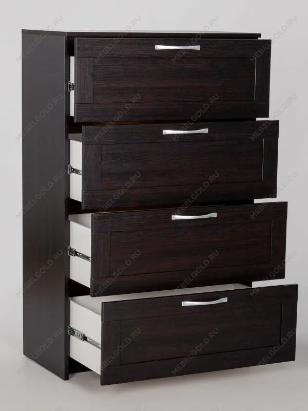 Комод Сириус, 4 ящика, 78х41х123 см, дуб венге, черно-коричневый | изображение 8