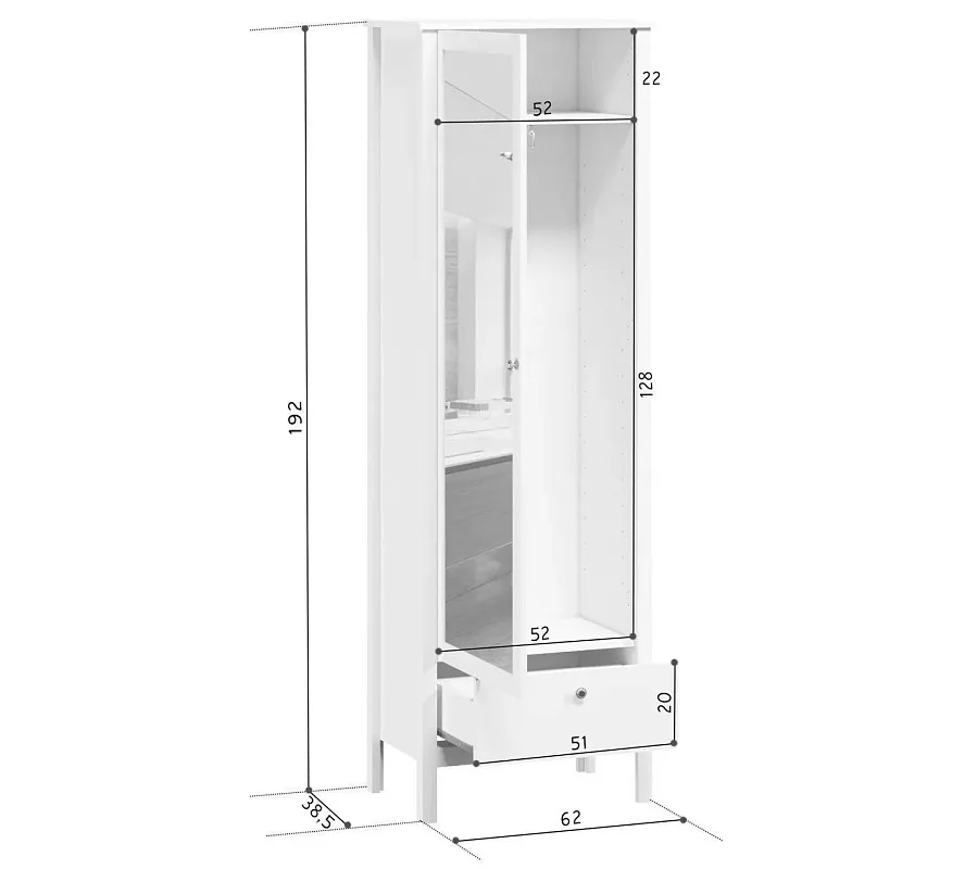 Шкаф Ева (Хельга) SZF1W1S/60 белый | изображение 5