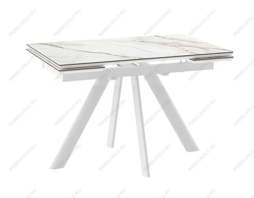 Стол с керамическим покрытием Джейтон-120 (CALAKATTA GOLD ST CER/Белый) 120(30+30)х80
