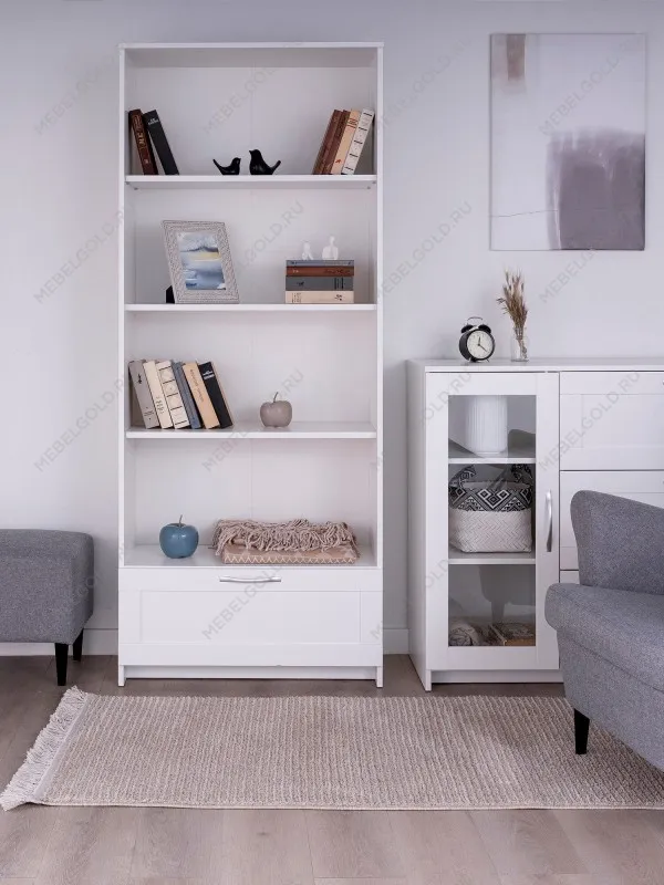 Стеллаж Сириус, 1 ящик, 78х35х190 см, белый | изображение 5