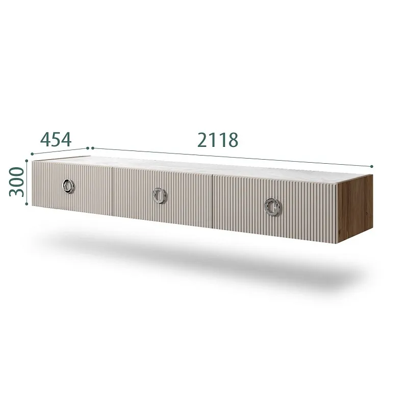 Тумба телевизионная 2.1м Bogemia Woodline Fly Fi (Шелк) (Novabuk/Хром) БМТ-2